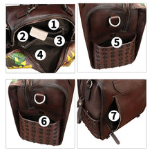 Load image into Gallery viewer, Genuine Leather Satchel for Women Hand Painted Purse Crossbody Handbag Top Handle Bags Handmade Convertible Backpack