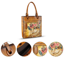 Load image into Gallery viewer, Genuine Leather Shoulder Bag for Women Hand Painted Leather Handbag Handmade Work Tote Bag Casual Hand Purse