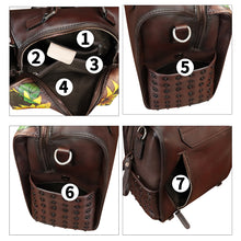 Load image into Gallery viewer, Genuine Leather Satchel for Women Hand Painted Purse Crossbody Handbag Top Handle Bags Handmade Convertible Backpack