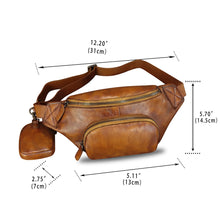Load image into Gallery viewer, Genuine Leather Fanny Pack for Women and Men Vintage Real Leather Sling Bag Crossbody Bag Fashion Waist Bag Chest Purse