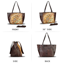 Load image into Gallery viewer, Genuine Leather Shoulder Bag for Women Hand Painted Handbag Handmade Crossbody Work Tote Casual Daypack Purse