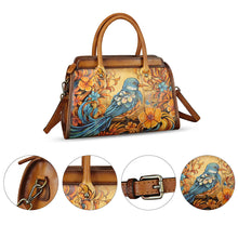 Load image into Gallery viewer, Genuine Leather Satchel for Women Hand Painted Handbag Purse Top Handle Bags Handmade Purse Crossbody Tote Bag
