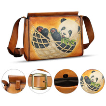 Load image into Gallery viewer, Genuine Leather Crossbody Bag for Women Hand Painted Leather Handmade Crossbody Satchel Handbag Hand Drawn Purse