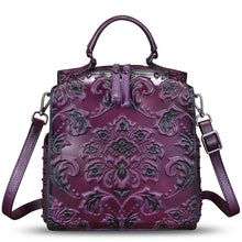 Load image into Gallery viewer, Genuine Leather Satchel for Women Purse Convertible Backpack Embossed Leather Crossbody Handbag Top Handle Bag