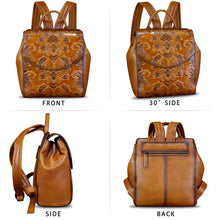 Load image into Gallery viewer, Genuine Leather Backpack Purse Vintage Casual Daypack College Bag Handmade Cowhide Western Rucksack