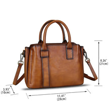 Load image into Gallery viewer, Genuine Leather Satchel for Women Top Handle Bags Handmade Purse Vintage Crossbody Handbags Retro Leather Hobo Bag