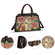 Load image into Gallery viewer, Genuine Leather Satchel for Women Hand Painted Handbag Purse Top Handle Bags Handmade Purse Crossbody Tote Bag