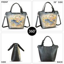 Load image into Gallery viewer, Genuine Leather Handbag Satchel for Women Hand Painted Leather Handmade Work Tote Casual Shoulder Purse Bag