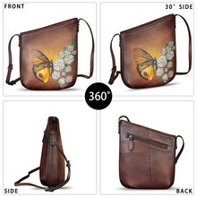 Load image into Gallery viewer, Genuine Leather Crossbody Bag for Women Hand Painted Leather Handmade Crossbody Satchel Purse Handbag