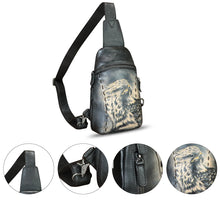 Load image into Gallery viewer, Genuine Leather Sling Bag Hand Painted Crossbody Backpack Retro Handmade Chest Shoulder Daypack Fanny Pack Purse