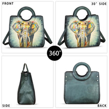 Load image into Gallery viewer, Genuine Leather Tote Bag for Women Hand Painted Leather Shoulder Handbag Handmade Purse Crossbody Work Tote Casual Purse