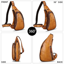 Load image into Gallery viewer, Genuine Leather Sling Bag Retro Crossbody Sling Backpack Handmade Chest Purse Daypack Cycling Fanny Pack Back Bag