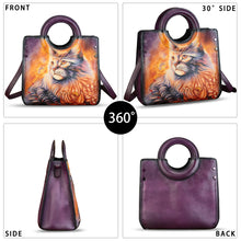 Load image into Gallery viewer, Genuine Leather Tote Bag for Women Hand Painted Leather Shoulder Handbag Handmade Purse Crossbody Work Tote Casual Purse