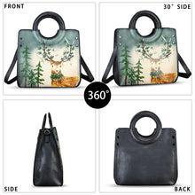 Load image into Gallery viewer, Genuine Leather Tote Bag for Women Hand Painted Leather Shoulder Handbag Handmade Purse Crossbody Work Tote Casual Purse