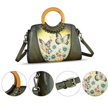 Load image into Gallery viewer, Genuine Leather Tote Bag for Women Hand Painted Shoulder Handbag Handmade Purse Crossbody Work Tote Casual Purse