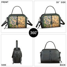 Load image into Gallery viewer, Genuine Leather Satchel for Women Hand Painted Leather Top Handle Handbag Handmade Crossbody Satchel Purse Tote Bag