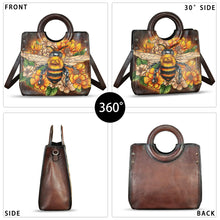 Load image into Gallery viewer, Genuine Leather Tote Bag for Women Hand Painted Leather Shoulder Handbag Handmade Purse Crossbody Work Tote Casual Purse