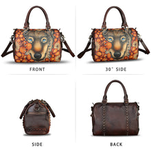 Load image into Gallery viewer, Genuine Leather Satchel for Women Hand Painted Leather Handbag Top Handle Bags Handmade Purse Crossbody Tote Bag