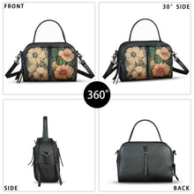 Load image into Gallery viewer, Genuine Leather Satchel for Women Hand Painted Leather Top Handle Handbag Handmade Crossbody Satchel Purse Tote Bag