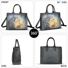 Load image into Gallery viewer, Genuine Leather Handbag for Women Hand Painted Leather Top Handle Bag Handmade Crossbody Purse Work Tote