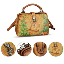 Load image into Gallery viewer, Genuine Leather Handbag Satchel for Women Hand Painted Leather Handmade Pouch Casual Shoulder Purse Bag