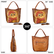 Load image into Gallery viewer, Genuine Leather Shoulder Bag for Women Hand Painted Leather Handbag Handmade Purse Crossbody Work Tote Bag Casual Purse
