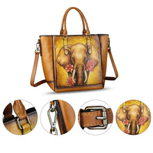 Load image into Gallery viewer, Genuine Leather Handbag for Women Hand Painted Leather Top Handle Satchel Handmade Crossbody Purse Tote Bag