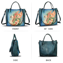 Load image into Gallery viewer, Genuine Leather Handbag Satchel for Women Hand Painted Shoulder Bag Handmade Work Tote Casual Crossbody Purse