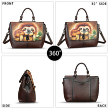 Load image into Gallery viewer, Genuine Leather Satchel for Women Hand Painted Handbag Top Handle Bags Handmade Purse Crossbody Tote Bag Purse
