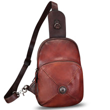 Load image into Gallery viewer, Genuine Leather Sling Bag for Women Vintage Real Leather Sling Backpack Shoulder Crossbody Bag Chest Purse