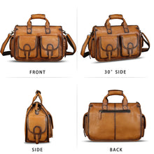 Load image into Gallery viewer, Genuine Leather Messenger Bag and Briefcase Purse for Men Real Leather Shoulder Bag Top Handle Satchel Purse for Laptop Strap