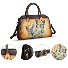 Load image into Gallery viewer, Genuine Leather Satchel for Women Hand Painted Handbag Purse Top Handle Bags Handmade Purse Crossbody Tote Bag
