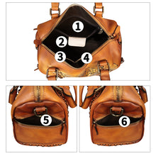 Load image into Gallery viewer, Genuine Leather Satchel for Women Hand Painted Leather Handbag Top Handle Bags Handmade Purse Crossbody Tote Bag