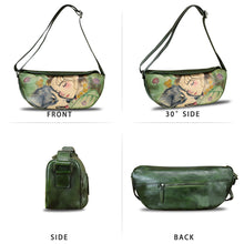 Load image into Gallery viewer, Genuine Leather Crossbody Bag Hand Painted Sling Backpack Retro Handmade Shoulder Daypack Purse Satchel