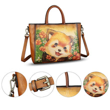 Load image into Gallery viewer, Genuine Leather Handbag Satchel for Women Hand Painted Pattern Leather Handmade Work Tote Bag Casual Shoulder Purse