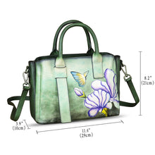 Load image into Gallery viewer, Genuine Leather Satchel for Women Hand Painted Leather Handbag Top Handle Bags Handmade Purse Crossbody Bag