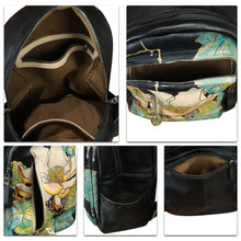Load image into Gallery viewer, Genuine Leather Backpack for Women Hand Painted Rivet Knapsack Purse Handmade Rucksack Casual Daypack
