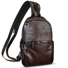 Load image into Gallery viewer, Genuine Leather Sling Bag Retro Crossbody Sling Backpack Handmade Chest Vintage Shoulder Daypack Purse Fanny Pack