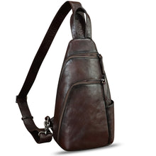 Load image into Gallery viewer, Genuine Leather Silng Bag for Men and Women Vintage Leather Sling Backpack Purse Shoulder Crossbody Bag Chest Bag