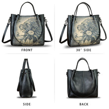 Load image into Gallery viewer, Genuine Leather Handbag Satchel for Women Hand Painted Shoulder Bag Handmade Work Tote Casual Crossbody Purse
