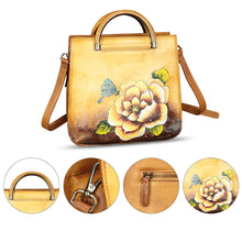 Load image into Gallery viewer, Genuine Leather Satchel for Women Hand Painted Leather Handbag Top Handle Bags Handmade Purse Crossbody Bag Purse