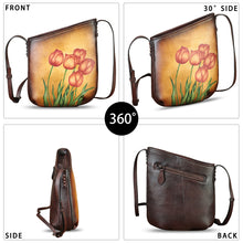 Load image into Gallery viewer, Genuine Leather Crossbody Bag for Women Hand Painted Leather Handmade Crossbody Satchel Purse Handbag