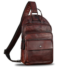 Load image into Gallery viewer, Genuine Leather Sling Bag for Men and Women Vintage Real Leather Fashion Sling Backpack Shoulder Crossbody Chest Purse