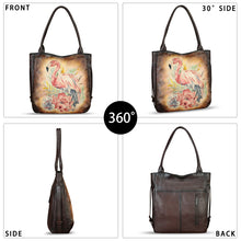 Load image into Gallery viewer, Genuine Leather Shoulder Bag for Women Hand Painted Leather Handbag Handmade Purse Work Tote Bag Casual Purse