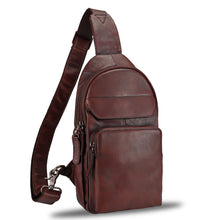 Load image into Gallery viewer, Genuine Leather Sling Bag Crossbody Motorcycle Bag Handmade Chest Bag Hiking Daypack Retro Shoulder Backpacks