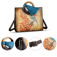 Load image into Gallery viewer, Genuine Leather Handbag Purse for Women Hand Painted Pattern Handbag Handmade Crossbody Work Tote Shoulder Bag
