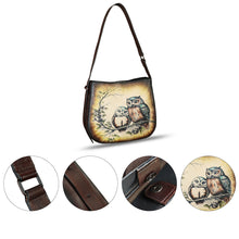 Load image into Gallery viewer, Genuine Leather Shoulder Bag for Women Hand Painted Handbag Handmade Purse Crossbody Sling Purse Casual Daypack