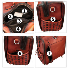 Load image into Gallery viewer, Genuine Leather Satchel for Women Hand Painted Purse Crossbody Handbag Top Handle Bags Handmade Convertible Backpack