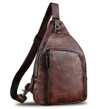 Load image into Gallery viewer, Genuine Leather Sling Bag for Men and Women Vintage Real Leather Sling Backpack Shoulder Crossbody Bag Chest Bag