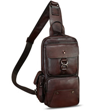 Load image into Gallery viewer, Genuine Leather Sling Bag for Men and Women Crossbody Backpack Handmade Chest Bag Hiking Daypack Purse Pouch